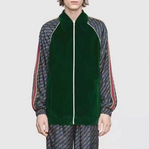 グッチグッチメンズトレンディベルベットジャケットc0グリーン