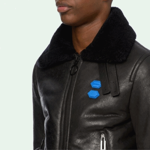 オフホワイトオフホワイトメンズカジュアルレザージャケットf0321ブラック