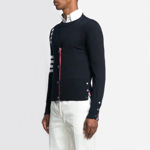 トムブラウン-トムブラウンメンズストラップクルーネックセーターm0489ダークネイビー