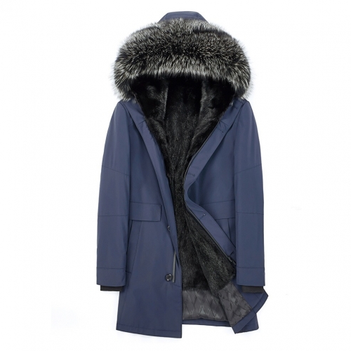 アルマーニアルマーニメンズビジネスミンクコートm0589ブルー