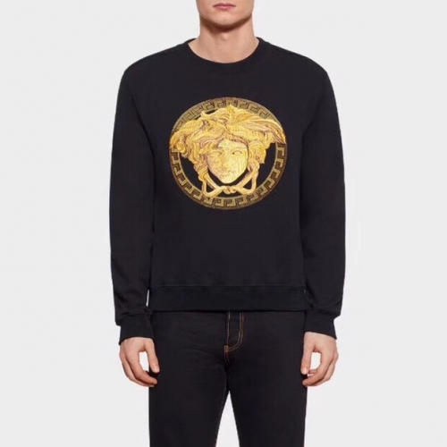 ヴェルサーチェメンズメデューサクルーネック長袖Tシャツr05152(ブラック/ホワイト)