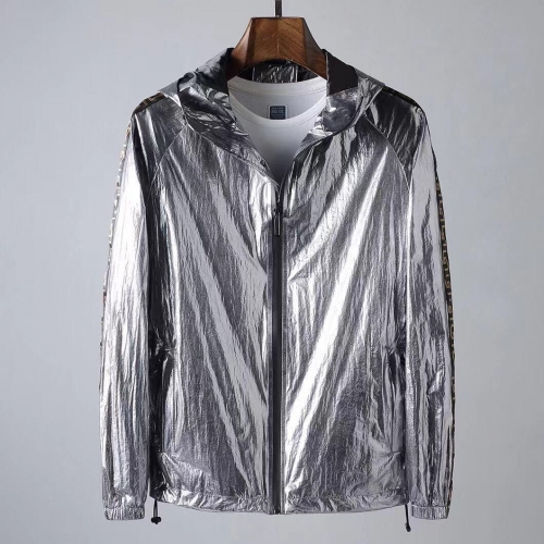 ェンディ-ェンディメンズカジュアルジップアップジャケットn0538シルバー