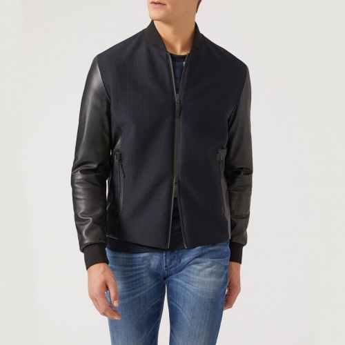 アルマーニアルマーニメンズカジュアルレザージャケットm0592ネイビー