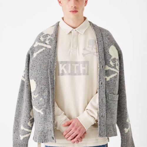 マスターマインドジャパンメンズスカルネックウールカーディガンs0066グレー