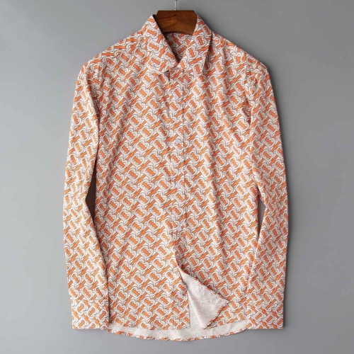 バーバリーバーバリーメンズクラシックカジュアルチェックシャツr02046オレンジ