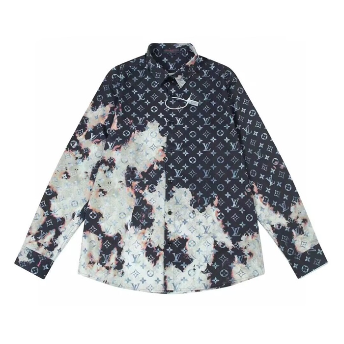 ルイヴィトンナイロンルイヴィトンナイロンメンズカジュアルシルケットシャツu01598ブラック