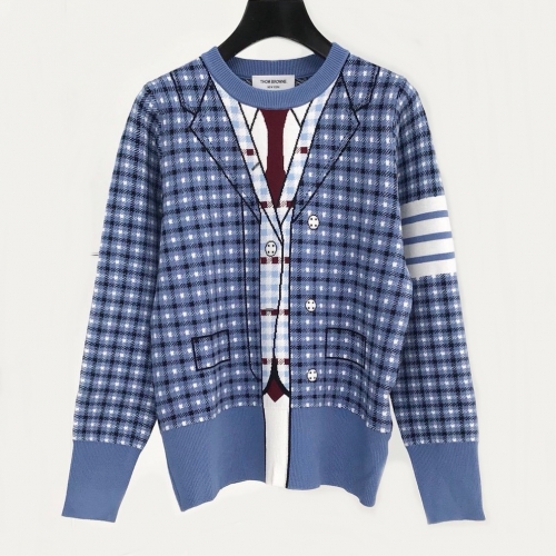 トムブラウン-トムブラウンメンズストラップクルーネックセーターm0495ブルー