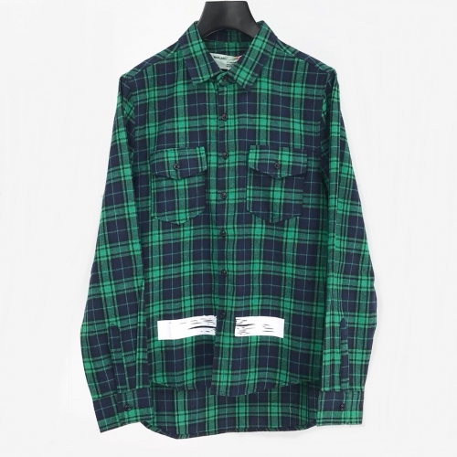 オフホワイトオフホワイトメンズベーシックオーバーサイズウールチェックシャツf0354.グリーン