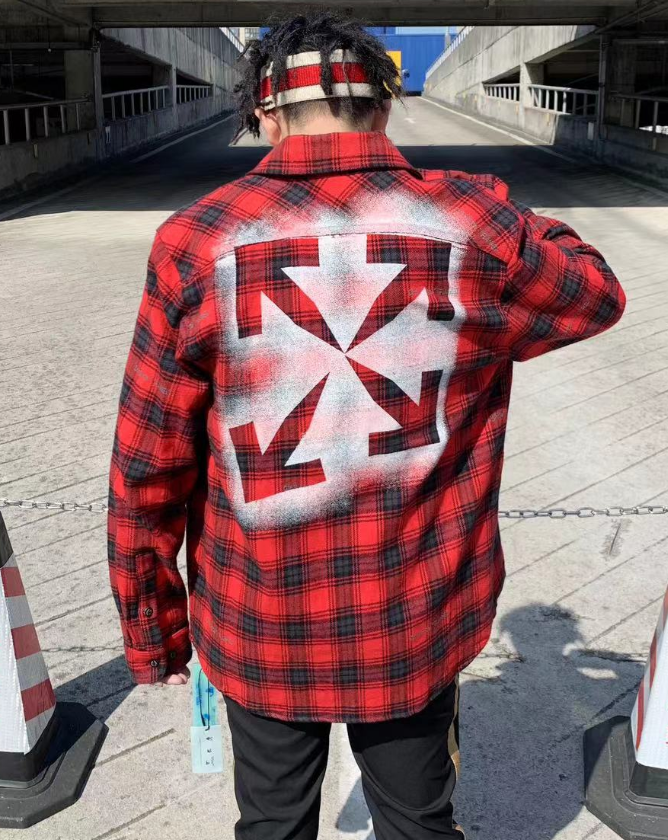 オフホワイトオフホワイトメンズベーシックオーバーサイズウールチェックシャツf0356レッド