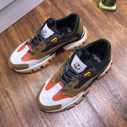モンクレールメンズレザーランニングシューズ,S0034ベージュブラウン