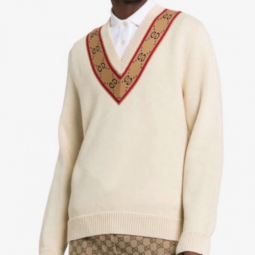 グッチメンズカジュアルネックウールセーターc02168アイボリー