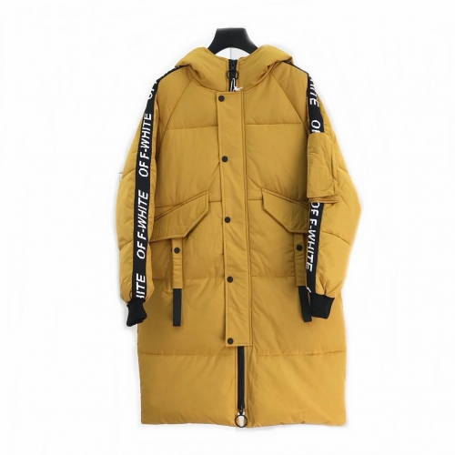 オフホワイトオフホワイトメンズカジュアルロングダウンパディングf0365イエロー