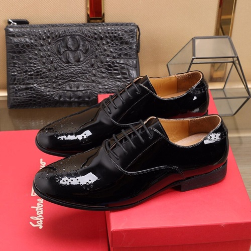 サルヴァトーレフェラガモメンズレザーオックスフォードシューズS0210ブラック