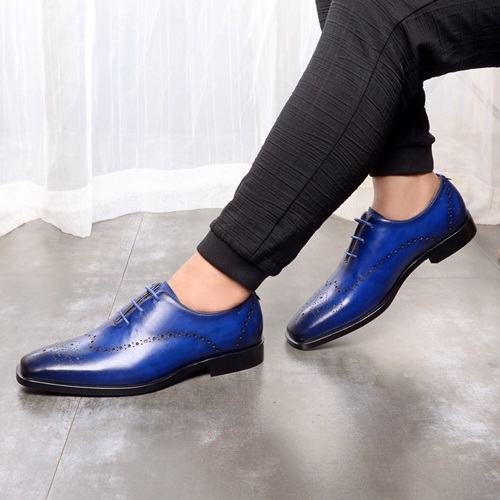 サルヴァトーレフェラガモメンズレザーオックスフォードシューズS0241ブルー