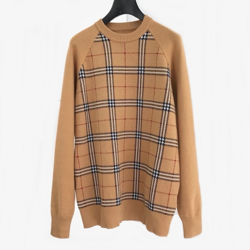 バーバリー-バーバリーメンズヴィンテージクルーネックウールセーターr02093.ブラウン