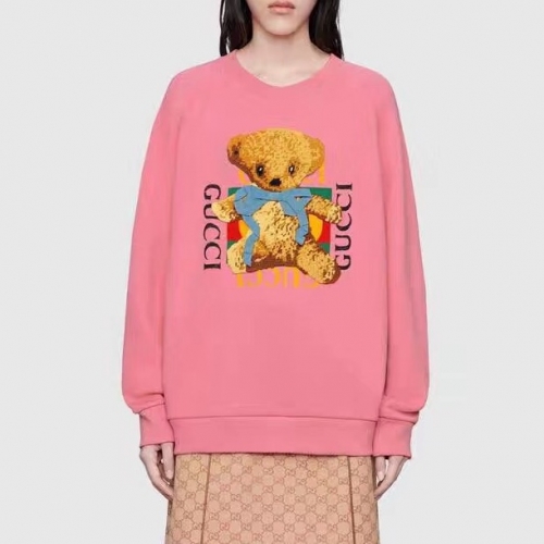 グッチ-グッチメンズコットンクルーネックオーバーサイズ長袖Tシャツc02200ピンク