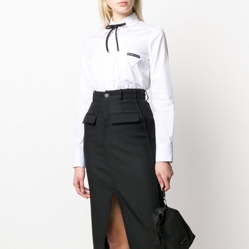 プラダプラダレディースリボンコットンシャツa0969ホワイト