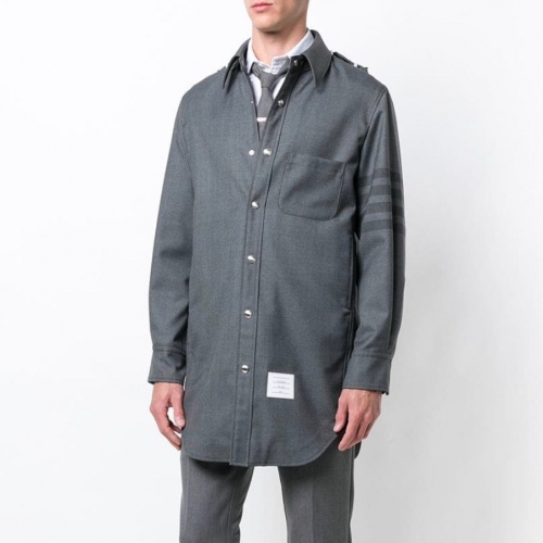 トムブラウンメンズストラップコットンフードシャツm0574.グレー