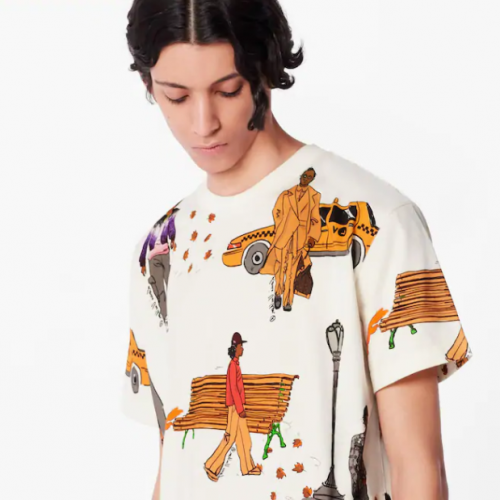 ルイヴィトンメンズクルーネックコットン半袖Tシャツu01713ホワイト