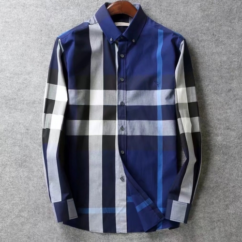 バーバリーバーバリーメンズクラシックカジュアルコットンチェックシャツr02200ブルー