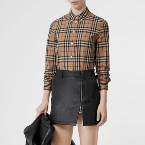 バーバリーバーバリーレディースクラシックカジュアルコットンチェックシャツr02205キャメル