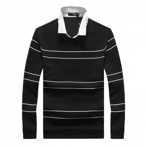 トミーメンズベーシックコットンポロ長袖Tシャツm0031ブラック