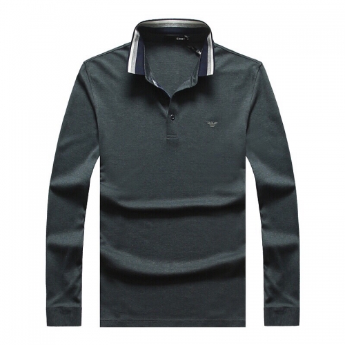 アルマーニアルマーニメンズビジネスコットンポロ長袖Tシャツm0600グリーン