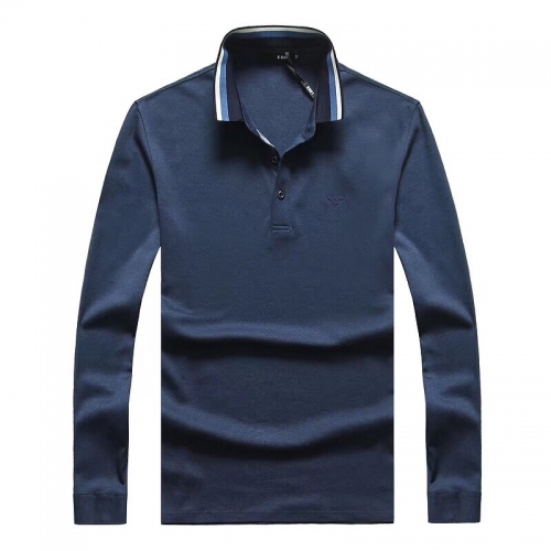 アルマーニアルマーニメンズビジネスコットンポロ長袖Tシャツm0601ブルー