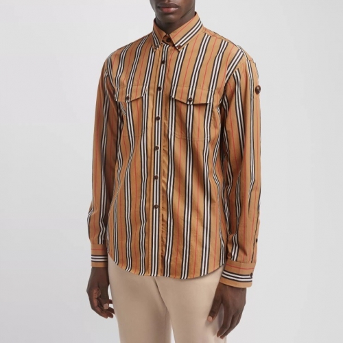 バーバリーバーバリーメンズヴィンテージチェックシャツr02221.ブラウン