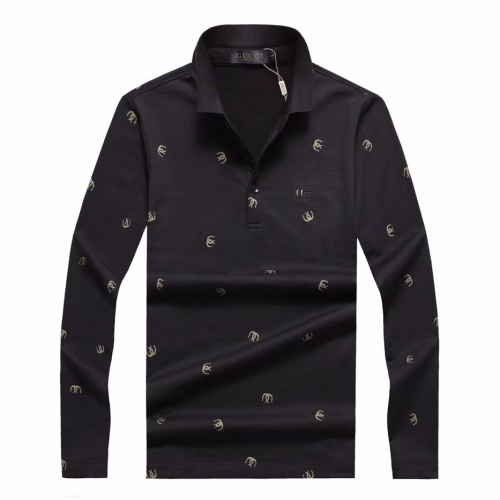 グッチグッチメンズベーシックコットンポロ長袖Tシャツc02336ブラック