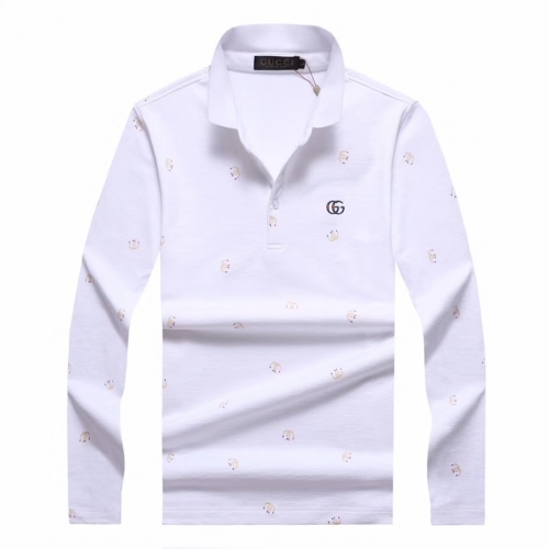 グッチグッチメンズベーシックコットンポロ長袖Tシャツc02338ホワイト