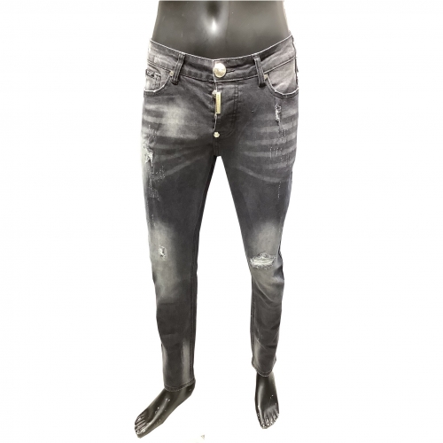 フィリッププレインメンズカジュアルデニムジーンズi0102ブラック