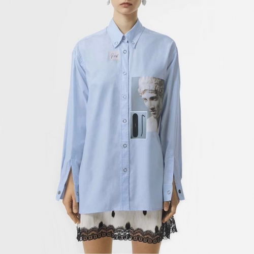 バーバリーバーバリーレディーストレンディシャツr02268ブルー