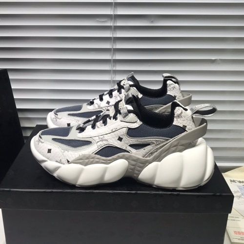 エムシーエムユニセックスレザーランニングシューズ,S0003ダークグレーホワイト