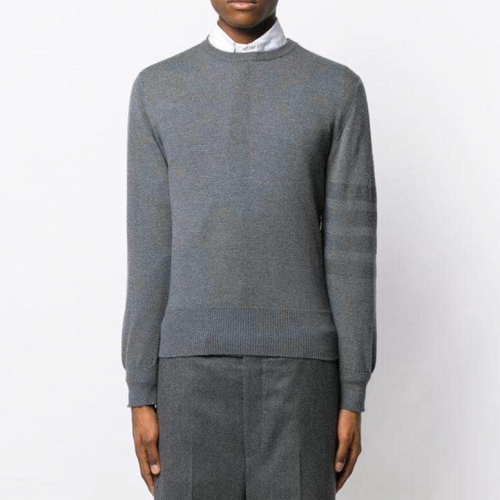 トムブラウン-トムブラウンメンズストラップクルーネックウールセーターm0646.グレー