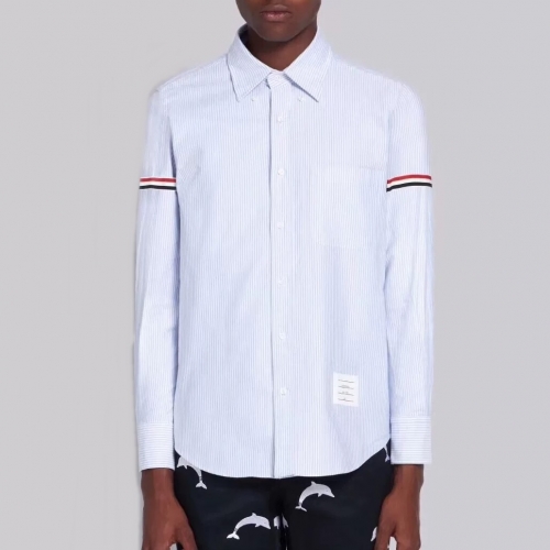 トムブラウントムブラウンメンズストラップコットンシャツm0665ブルー