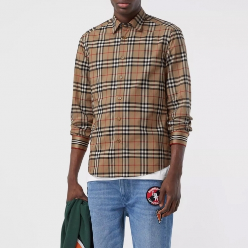 バーバリーバーバリーメンズヴィンテージチェックシャツr02399.ブラウン