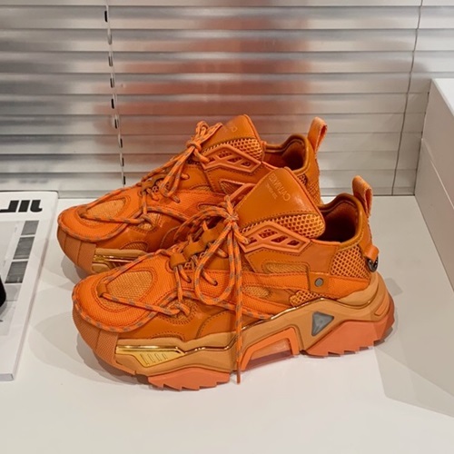 カルバンクラインユニセックスレザーランニングシューズS0004オレンジ