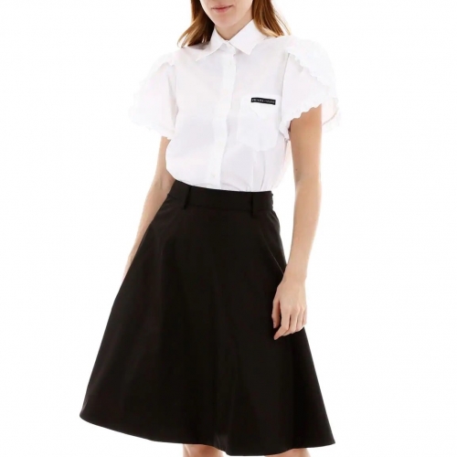 プラダプラダレディースコットン半袖シャツa0996ホワイト