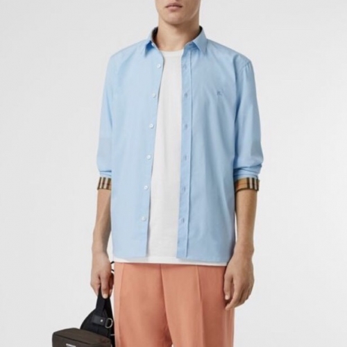 バーバリーバーバリーメンズヴィンテージベーシックコットンシャツr02413.ブルー