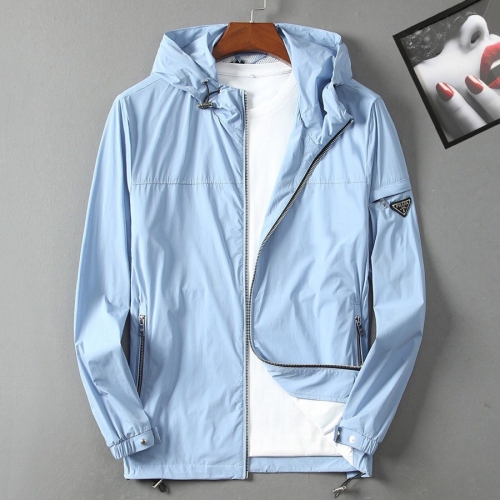 プラダプラダメンズカジュアルウィンドブレーカージャケットa01007ブルー