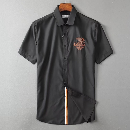 エルメスエルメスメンズクラシックシルケット半袖シャツr0429ブラック