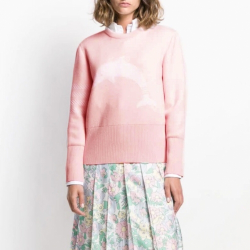 トムブラウン-トムブラウンレディースストラップクルーネックウールセーターm0685ピンク