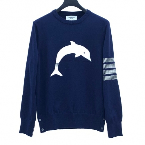 トムブラウン-トムブラウンメンズストラップクルーネックセーターm0700.ネイビー