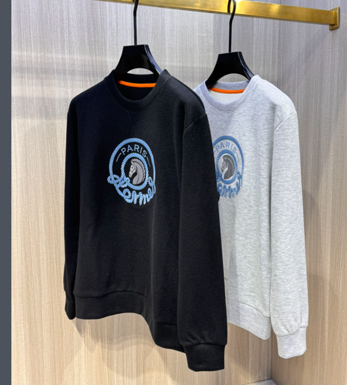 エルメスメンズモダンブラックスウェットシャツe02536