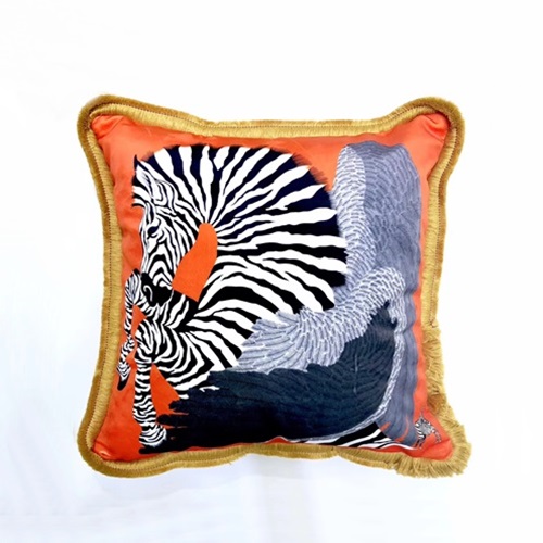 エルメスベルベットクッション,P0034,オレンジ