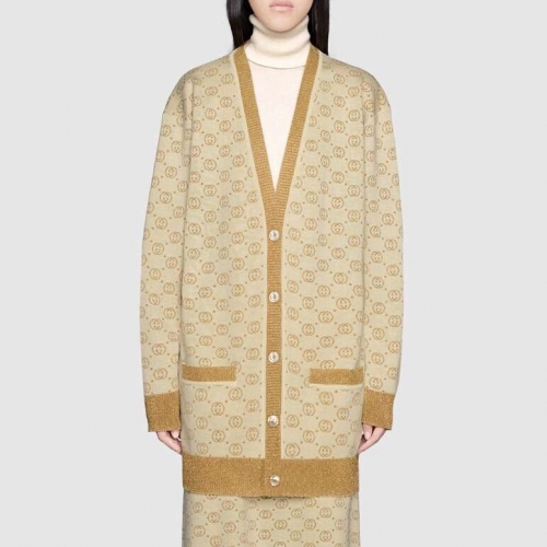 グッチレディーストレンディネックウールカーディガンc02677ゴールド