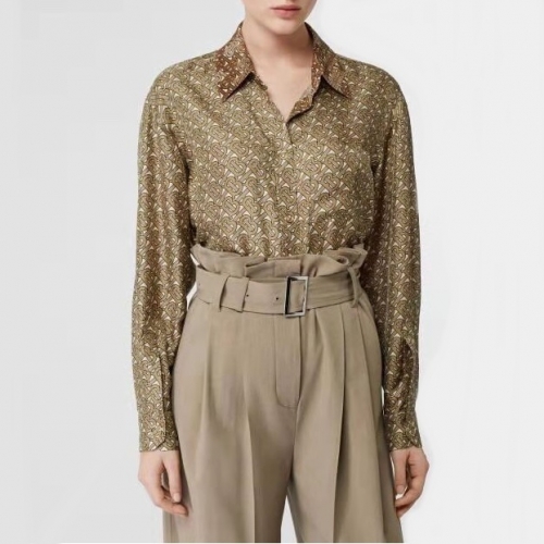 バーバリーバーバリーレディースクラシックシルクチェックシャツr02561.ゴールド