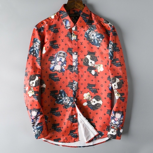 ルイヴィトンルイヴィトンメンズカジュアルシルケットシャツu01787レッド