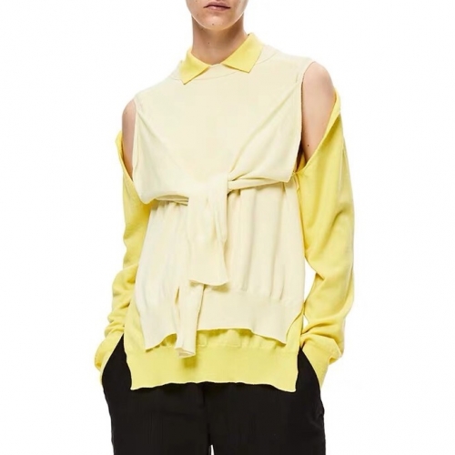 ロエベロエベレディースポロウールセーターe0236イエロー